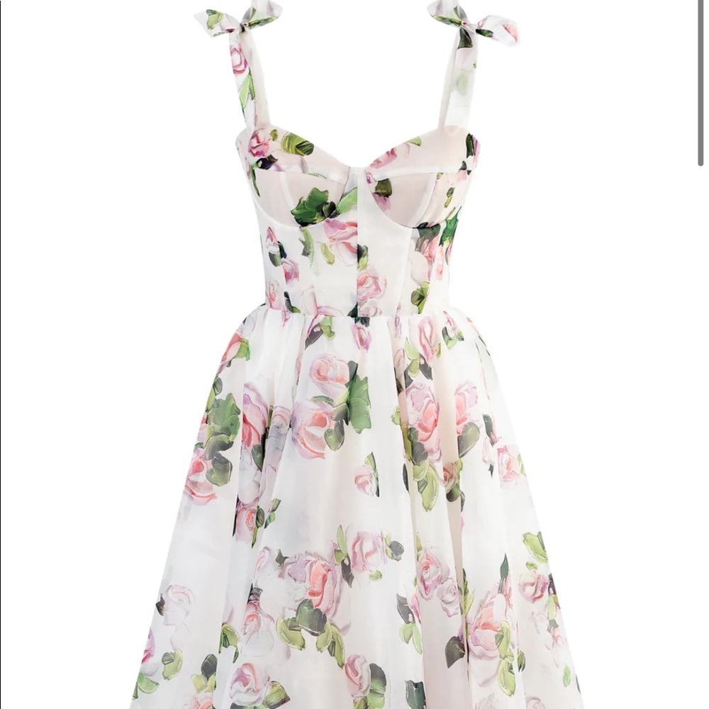 Milla Tender floral midi tie-strap dress